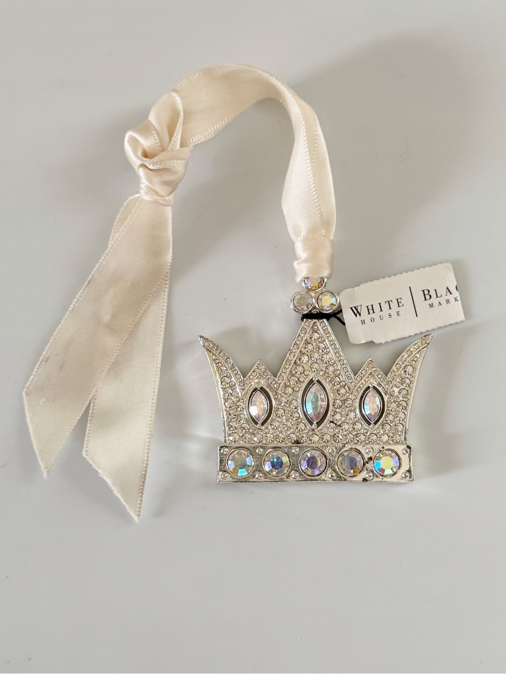 WHBM Queen Princess Rhinestone Crown Ornament Decoration Silver Tone NWT